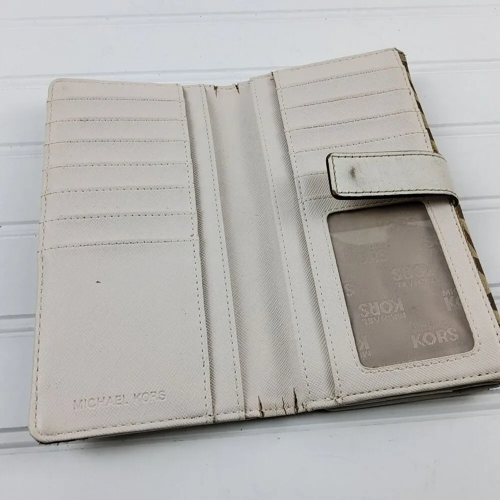 Michael Kors MK Signature Leather Trim Full Size Wallet